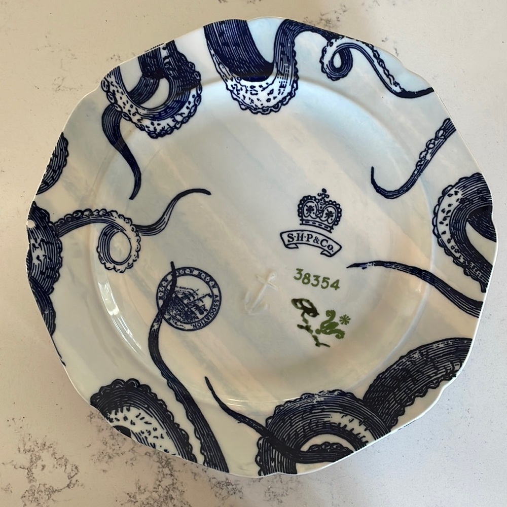 Anthropologie From the Deep 10” dinner plates with small chips, set of 5